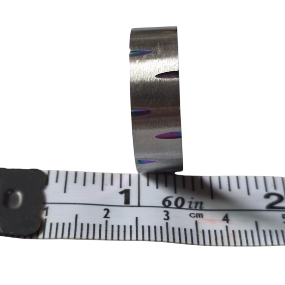 New Stainlees Steel Iridescent Band Ring Size 12 - Picture 4 of 5